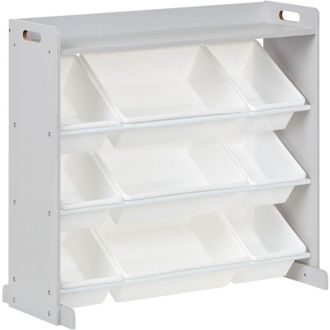 Beliani Scaffale unico con 9 scatole contenitori Cassetti Camera dei bambini MDF plastica grigio e bianco Collie