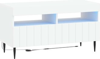 vidaXL Mueble De Tv Led Blanco Madera De Ingenier&iacute;a Vidaxl