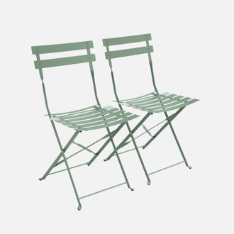 Sweeek Set Sillas De Jard&iacute;n Plegables De Metal, 2 Asientos