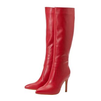 Generic Women Knee High Pu Leather Boots Pointed Toe Thin Heel Side Zipper Spring Casual Outdoor Long Boot