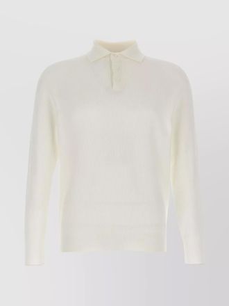 Brunello Cucinelli ribbed long sleeve polo shirt
