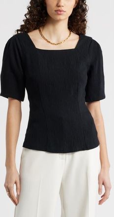 Nordstrom Texture Square Neck Top in Black at Nordstrom, Size Xx-Small