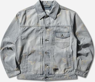 Evisu Men s All-Over Seagull Jacquard Denim Jacket Indigo