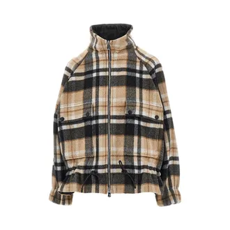 Pinko Wool-blend caban with Check motif Woman XS