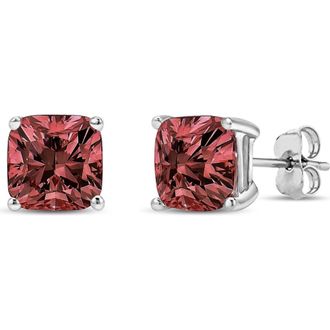 House of Brilliance 14K White Gold 1/2 Ct Lab Grown Pink Cushion Diamond Solitaire Stud Earrings at Nordstrom