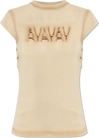 Avavav T-shirt met logo - Dames - T-shirts - Beige - S - Katoen - Tops