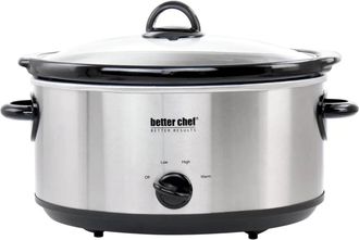 Better Chef Better Chef 6-Quart Oval Stainless Steel Slow Cooker with Removable Stoneware Crock