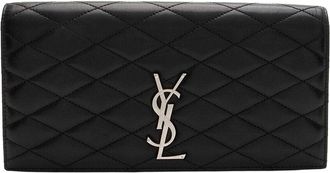 Saint Laurent Black Quilted Lambskin Monogram Kate Clutch (Authentic Pre-Loved)