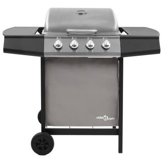Berkfield Home Gas BBQ Grill with 4 Burners Black & Silver (FR/BE/IT/UK/NL only)