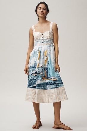 Maeve Cotton Sweetheart Midi Dress