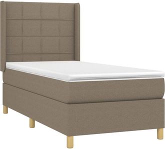 vidaXL Vidaxl - Cama Box Spring Colch&oacute;n Y Luces Led Tela Gris Taupe 90x190 Cm