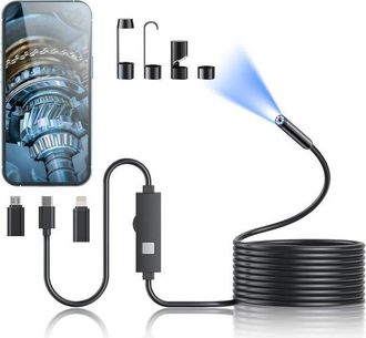 OEM C&aacute;mara Endosc&oacute;pica Endoscopio Hd 1920p 8 Luces Endoscopio C&aacute;mara Tubo Semirr&iacute;gido 5 Metros (16,4 Pies), C&aacute;mara Inspecci&oacute;n Impermeable Ip67 7,9 Mm