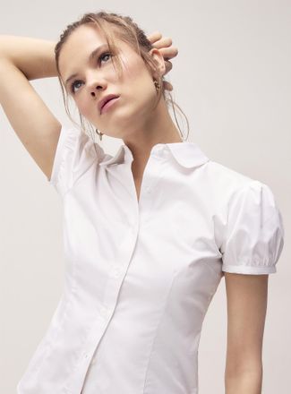Twik Womens Puff-sleeve poplin shirt