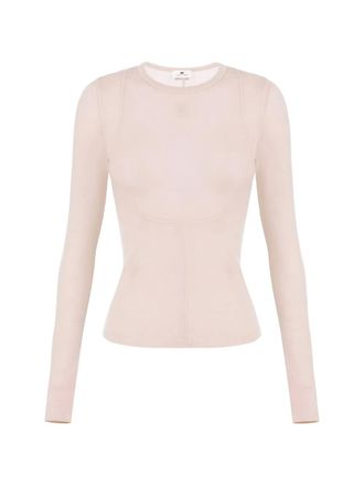 Elisabetta Franchi T-shirt met geborduurd logo - Beige