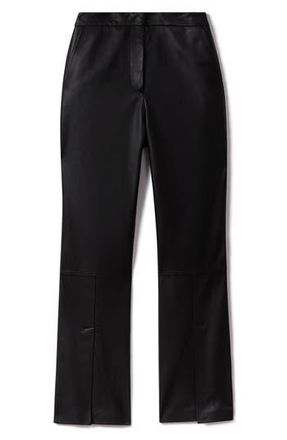 Reiss Lottie Slit Front Leather Pants in Black at Nordstrom Rack, Size 4 Us / 8 Uk