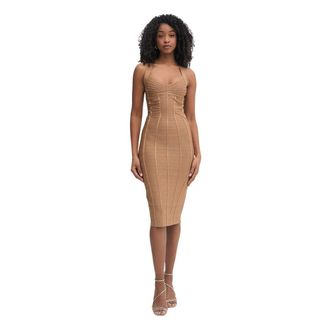 Elisabetta Franchi Vestido L&aacute;piz de Punto 3D - Dresses - Mujer - Marr&oacute;n - L