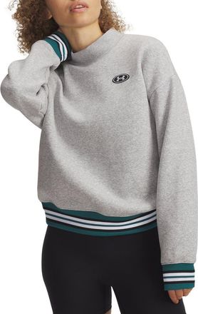 Under Armour Icon Patch Crewneck Sweatshirt in Gray Light Heather /White at Nordstrom, Size Xx-Large