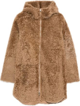 Utzon Joli hooded shearling coat - Neutrals