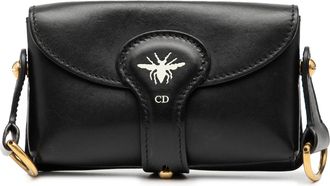 Dior Womens Pre-owned Mini Leather D Bee Saddle Bag - Black - One Size