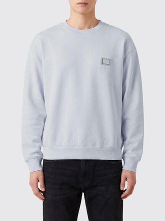 Dolce & Gabbana Felpa girocollo in cotone con logo tono su tono e spalle cadute