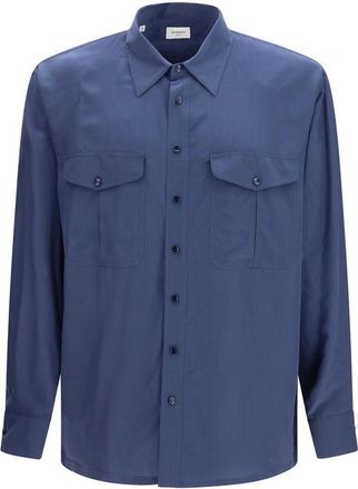 Saint Laurent Blue Viscose Dress Mens Shirt