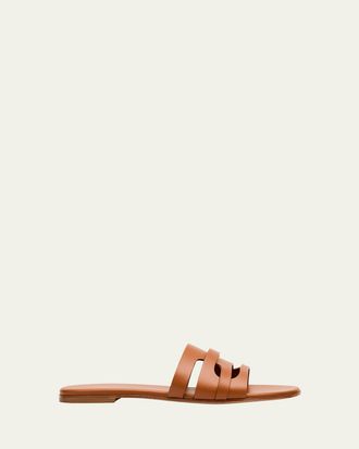 Gianvito Rossi Calfskin Leather Flat Slide Sandals