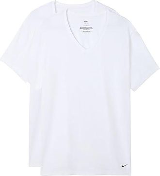 Nike All Day Cotton Stretch Short Sleeve V-Neck 2-Pack Mens T Shirt White : 2XL, Cotton/Elastane/Jersey