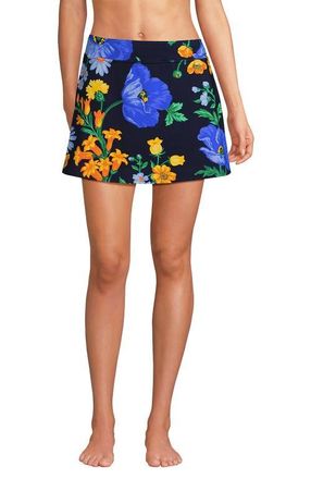 Lands End Swim Skirt Swim Bottoms in Navy/exploded Poppy Floral at Nordstrom, Size 10