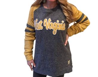 Pressbox West Virginia University Dawn Fleece Top In Grey