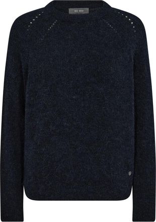 Mos Mosh Zachte Gebreide Trui Thora Navy - Dames - Ronde hals truien - Zwart - M - Wol - Truien & Vesten