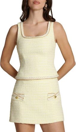 Avec Les Filles Chain Trim Sleeveless Tweed Top in Light Yellow at Nordstrom, Size X-Small