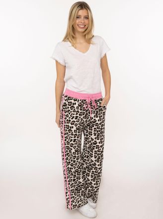 Zwillingsherz Sweathose ZWILLINGSHERZ Leo mit Kontrastbund, Damen, Gr. N-Gr, rosa, Web, Obermaterial: 47% Viskose, 45% Polyester, 8% Elasthan, gemustert, mehrfarbig