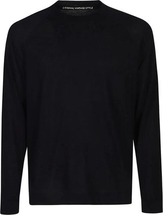 Original Vintage Round-neck Knitwear, male, Blue, Size: 2XL Logan Sweater