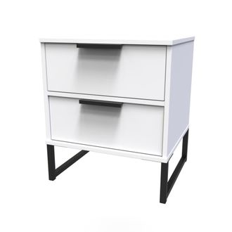 Welcome Furniture Havana Ready Assembled Bedside Table with 2 Drawers - White Matt - Welcome Furniture | TJ Hughes