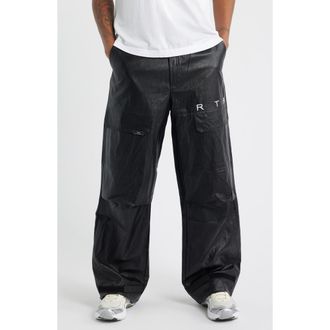 Rta Wylie Baggy Faux Leather Cargo Pants in Shiny Black at Nordstrom, Size 40