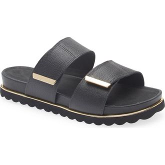 Chocolat Blu Candi Slide Sandal in Black Leather at Nordstrom, Size 8-8.5Us