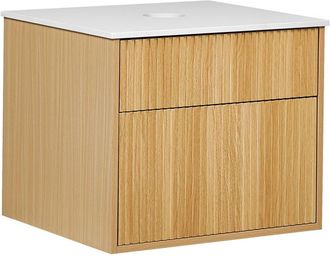 Beliani Beliani - Mobile da bagno sospeso in legno chiaro a parete scanalato con 2 cassetti 60 x 52 cm Bexti