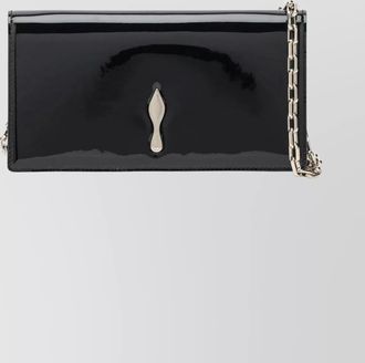 Christian Louboutin rectangular patent clutch featuring chain strap