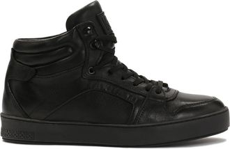 Kazar Leren sneakers met een hogere bovenkant. Dit product valt groot uit. - Heren - Sneakers - Zwart - 42 EU - Leer - Schoenen