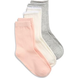 SKIMS Assorted 3-Pack Textured Crew Socks in Marble Primrose Multi at Nordstrom, Size Medium
