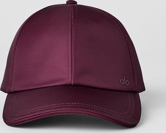 Alo | Satin Off-Duty Cap in Burgundy Red