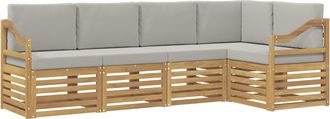 vidaXL Conjunto De Sof&aacute;s De Exterior 5 Uds. Blanco Y Gris Claro Vidaxl