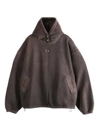 Thug Club Devil Peace Patch drawstring hoodie - men - Cotton - 3 - Brown