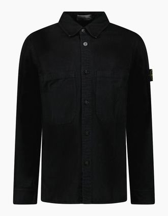 Stone Island Mens Stone Island Panama Cotton Overshirt in Black - Size: Regular/36