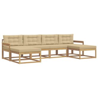 vidaXL Conjunto De Sof&aacute;s De Exterior Con Coj&iacute;n 6 Pcs Y Beige Vidaxl