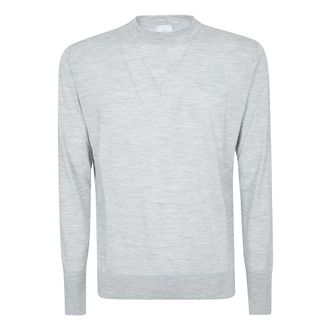Eleventy Round-neck Knitwear, male, Gray, Size: 2XL Merino Extra Light Crew Neck
