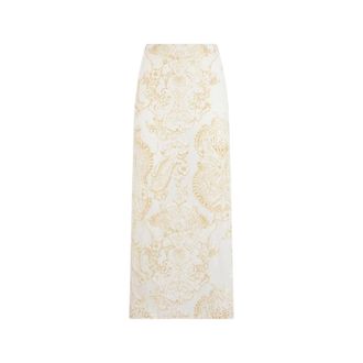 Roberto Cavalli Ornamental White Print Skirt - female - Roberto Cavalli - Maxi Skirts - White - M - Skirts