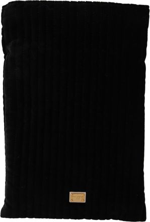 Dolce & Gabbana Black Velvet Quilt Drawring Logo Plaque Pouch Damestas