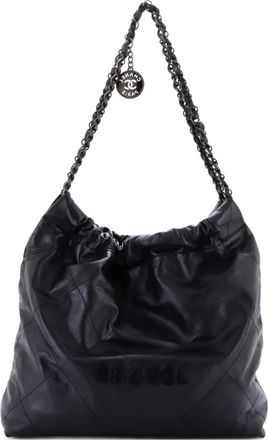 Chanel 22 Chain Quilted Calfskin Large hobo bag - Zwart