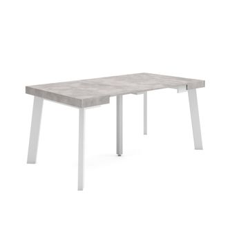 Skraut Home Mesa Consola Extensible, Mesa Comedor Plegable, 160, Para 8 Comensales, Patas De Madera, Estilo Moderno, Gris Cemento - Skraut Home